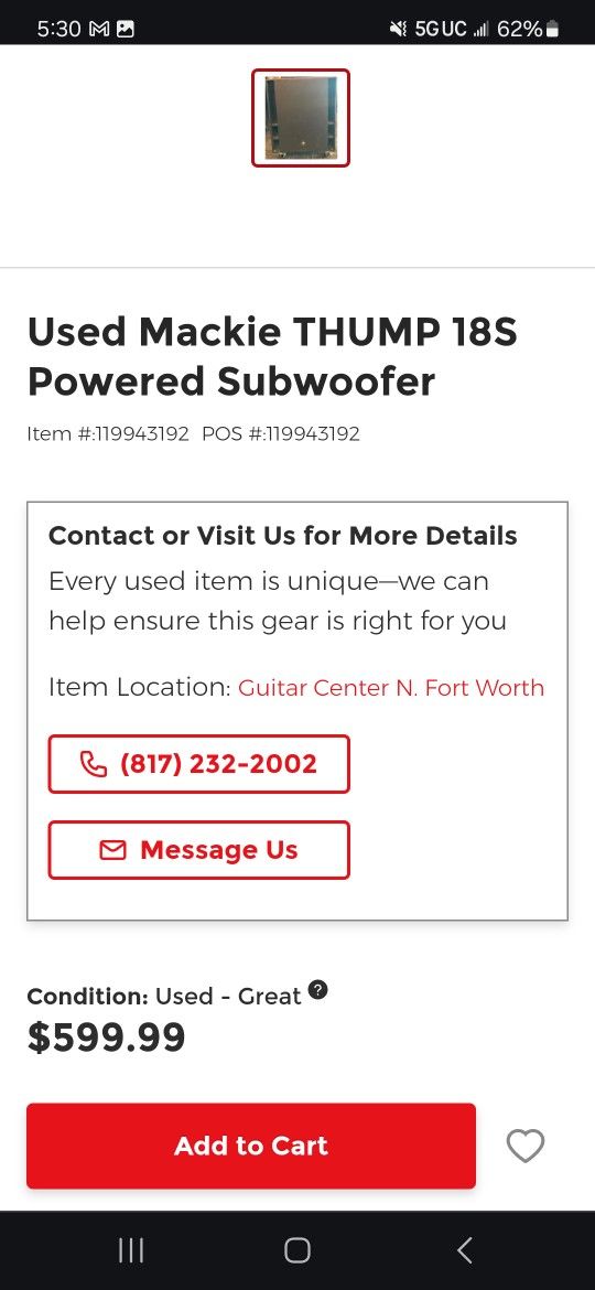 Used Mackie Thump 18 S (Works Great)