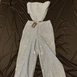 Wanderdoll Blue Sequin Pants And Top