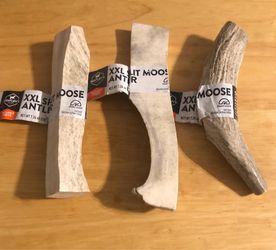 3 Dentley’s Nature’s XXL Split Moose Antler Dog Chews, NWT