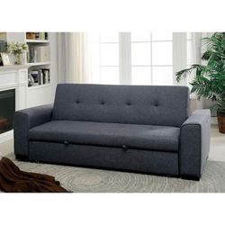GRAY LINEN FABRIC FUTON SOFA ADJUSTABLE BED STORAGE - SILLON CAMA