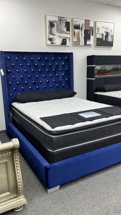 Brand New Velvet Upholstered, High headboard Bed starts at $349.00
