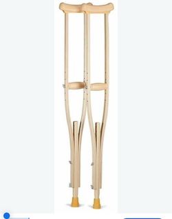 Vintage Pair Of Wood Crutches Curved Handles Play Movie Props *Missing handle*