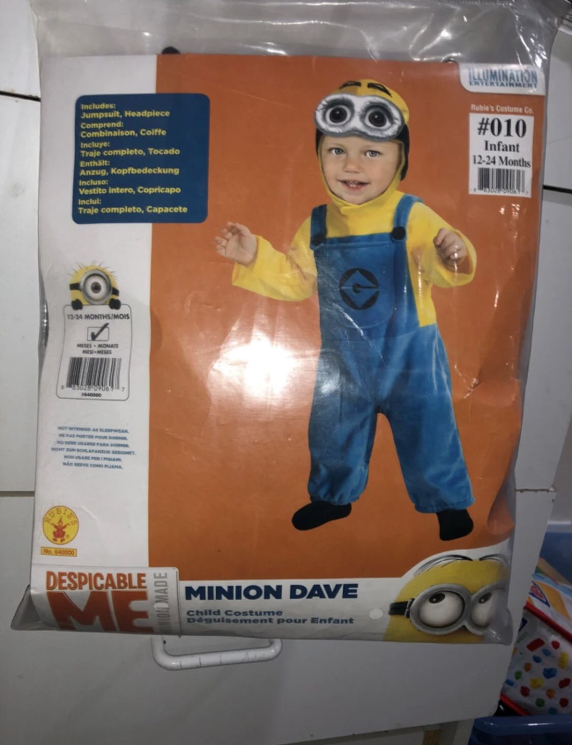 Minion child costume size 12-24mo