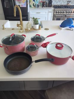Red Cookware Set with Frying Pan