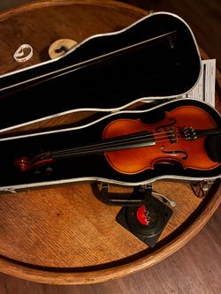 Violin with bow in case