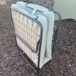Single Fold Out Bed Mattress & Frame W/ Wheels