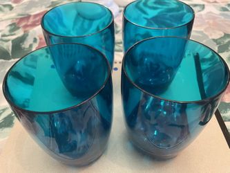4 Aqua Glasses Plastic