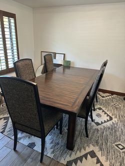 Large Solid Wood Dining Table And Chairs