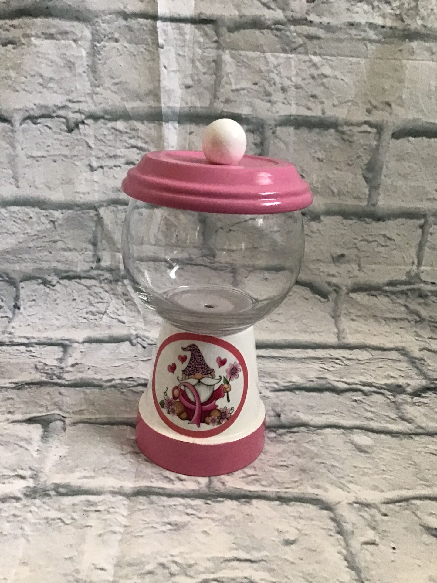 Breast Cancer Gnome Candy Dish