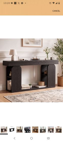 Dark Wood black Console Table with Arch Shelves