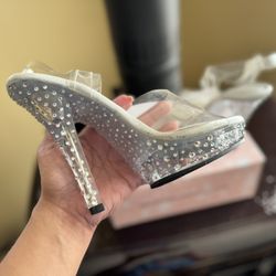 The Shoe Fairy Blinged  Olympian Heels with Straps Size 6