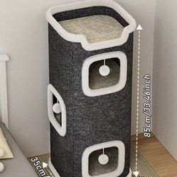 🥨Cat Villa Cat House,Cat House Soft and Durable Multi-Level Cat Villa Cozy Sisal Cat Tower with Scratching Post,Warm Condo Nest for Sleep,Rest Play I