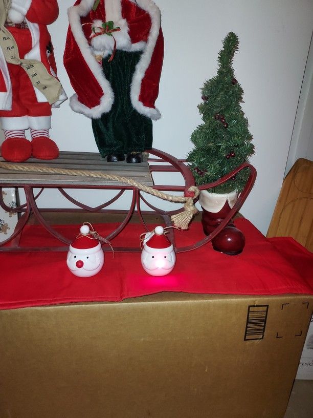 MR AND MRS SANTAS PLUS SLED, TREE AND ORNAMENTS BRAND NEW