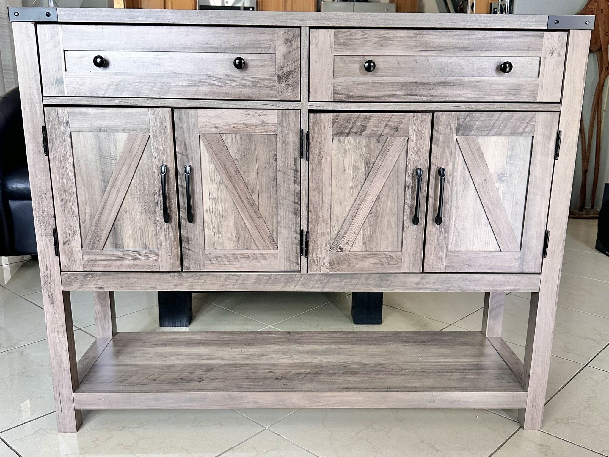 Double Drawer 4 Door Buffet Sideboard Cabinet / Console Table