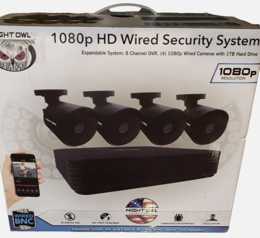 8-Channel 1080p Wired DVR Security Camera System with 1TB Hard Drive and 4 1080p Wired (Cable Transmission) Cameras