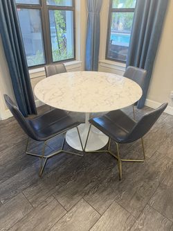 4 chairs dining marble set