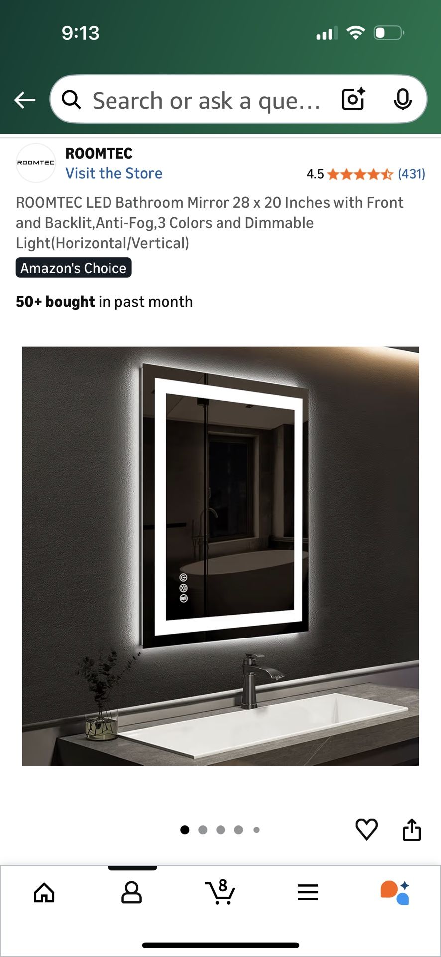 LED BATHROOM MIRROR 20x28 - BRAND NEW