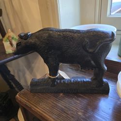 Black Cast Iron Bull Doorstop 