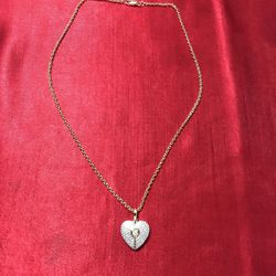 18” Chain With Heart CZ Pendant.14k Gold Plated. Ideal Gift To Mother’s Day, Birthday, Celebration And More.