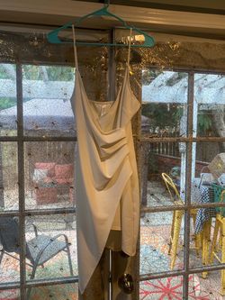 White Mini Dress with Draped Front