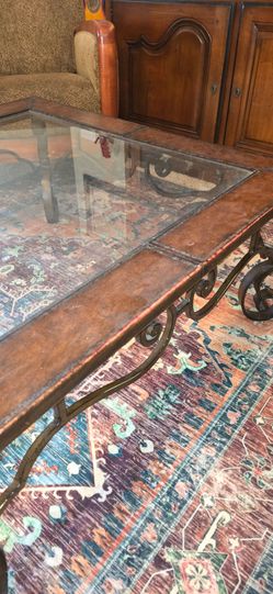 Wrought Iron and Glass Coffee Table