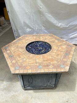 Hexagonal Tile Fire Pit Table