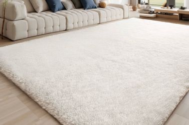 Large white area rug used