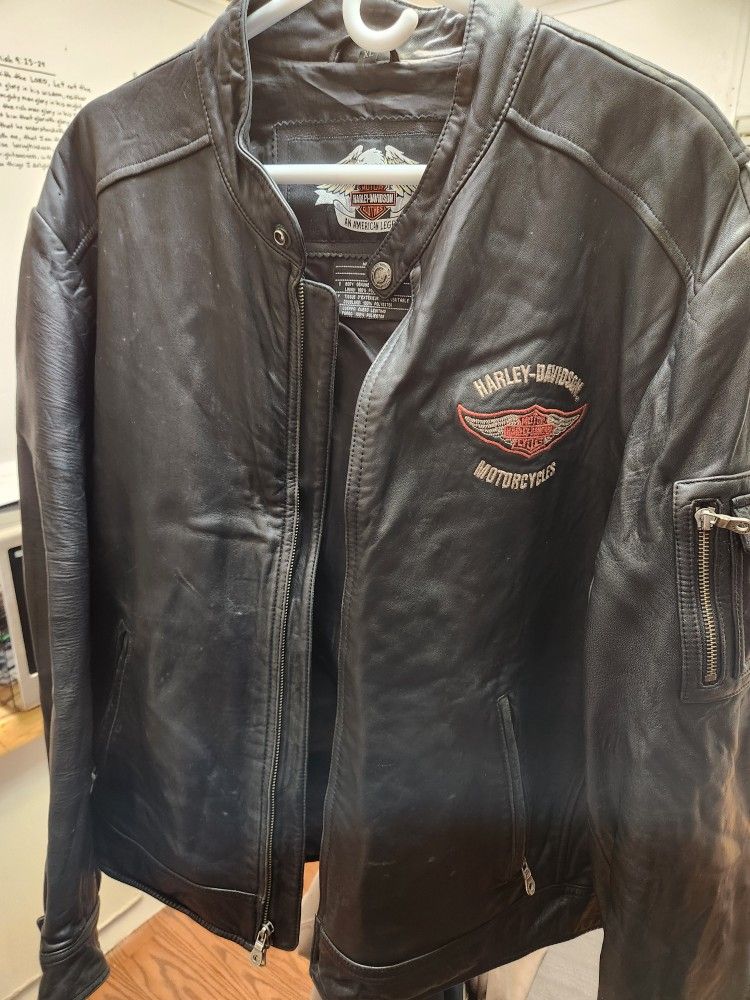 XL Harley Davidson Black Leather Riding Jacket