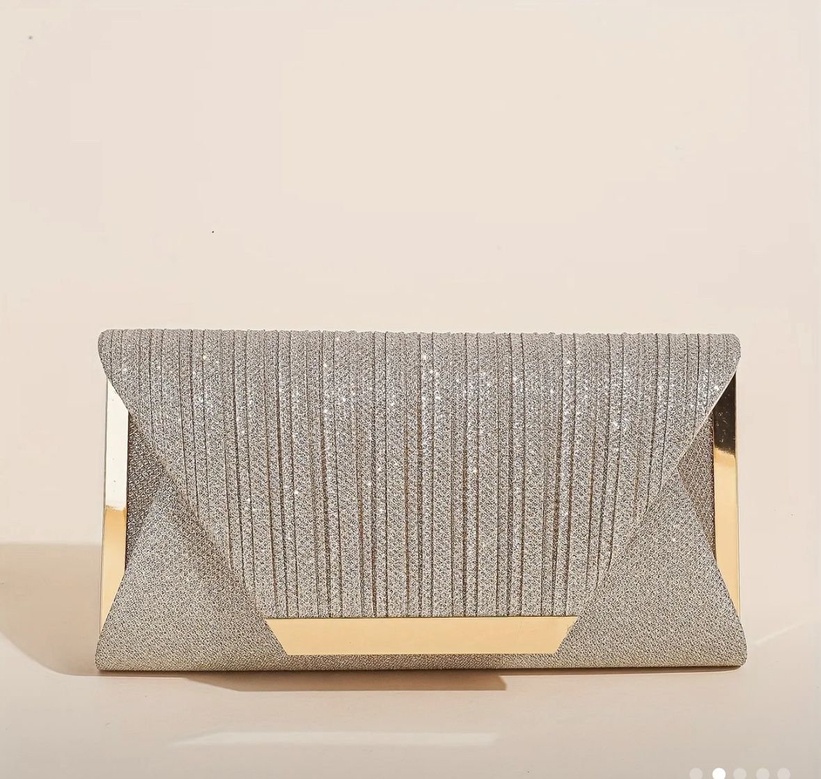 Elegant Champagne Glitter Clutch Purse