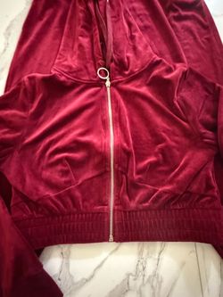 Burgundy Velvet Zip-Up Hoodie