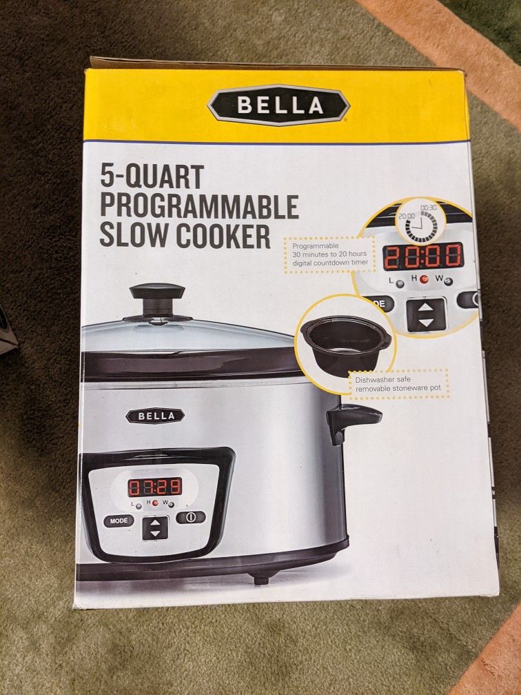 Bella - 5-Quart Slow Cooker - black/silver – Husky Depot