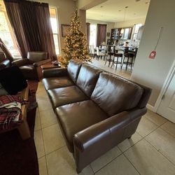 Larsen Three Piece  Top Grain Leather Couch Set