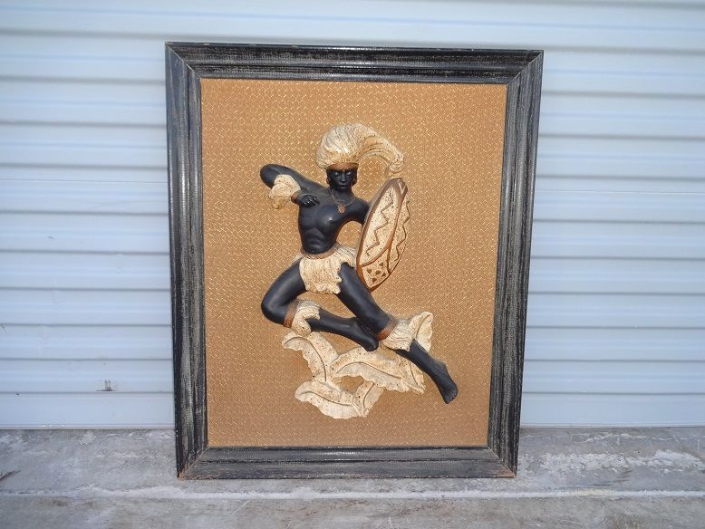 Black Warrior Hanging Painting Antique