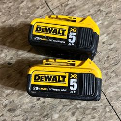 Dewalt Battery 5.0 Ah 2 For $80