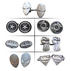 Superhero Wedding Cufflinks Cuff Links Set of (7) Superman Batman Iron Man &More