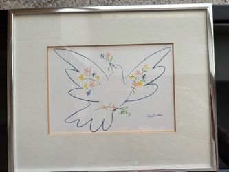 Picasso dove with flowers