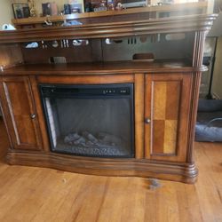 TV Stand With Electric Fireplace, Fan And Remote. 