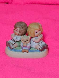 Dolly Dingle Children and Bear Resin Figurine