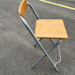 Metal And Wooden Folding High Top Chair 