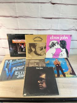 Vintage Elton John LP Record Lot 7pc