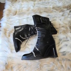 Apepazza Flute 4 Inch Wedge Heel Lace Up Boot