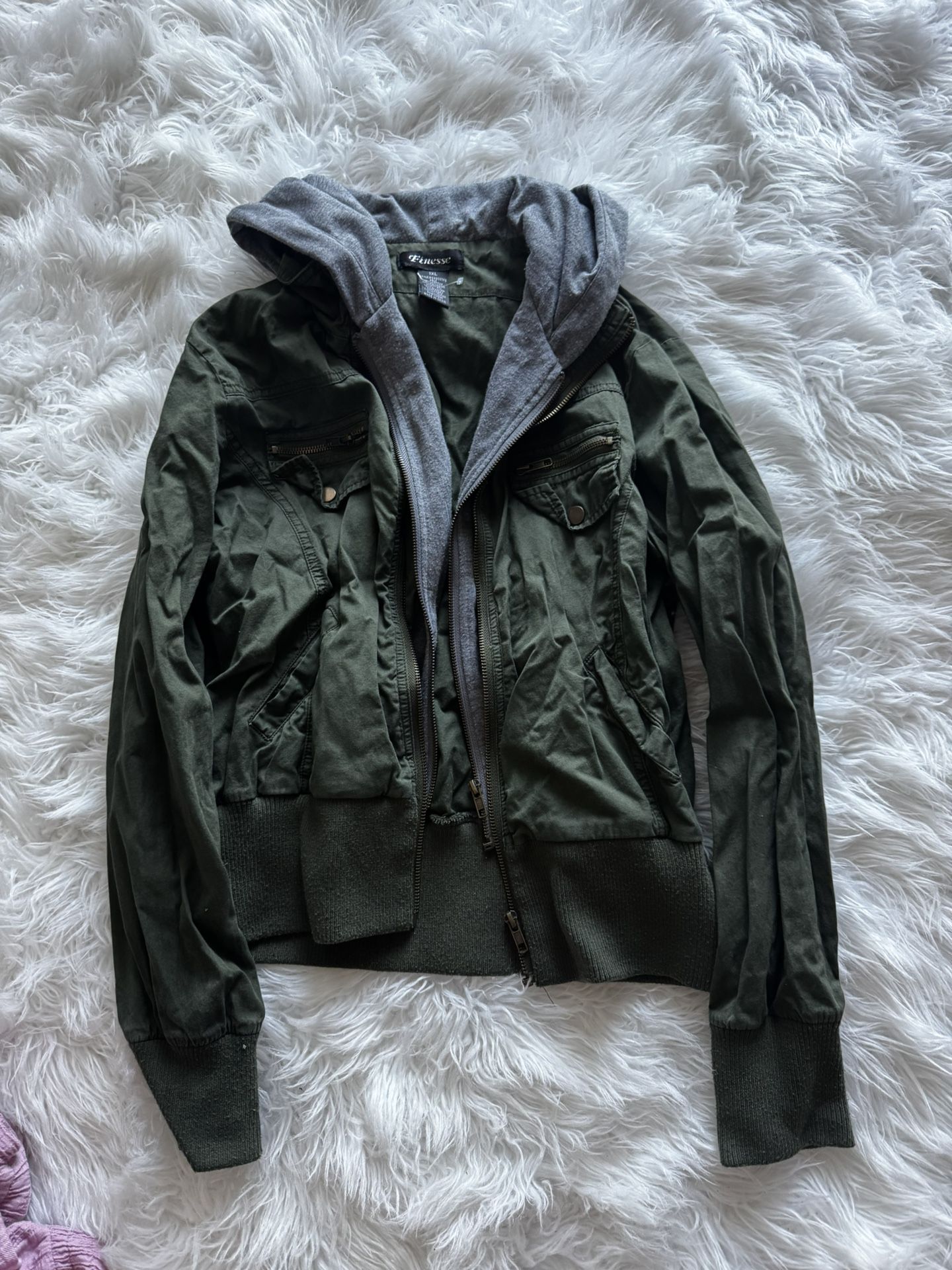 green/grey hoodie jacket