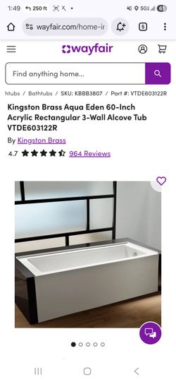 60 Inch Acrylic Tub