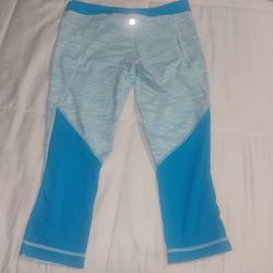 Blue Space-Dye Cropped Athletic Leggings