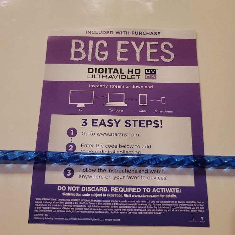 $4 HD DIGITAL MOVIE BIG EYES $4.00 OR TRADE FOR A MOVIE TITLE I DO NOT ALREADY OWN.
