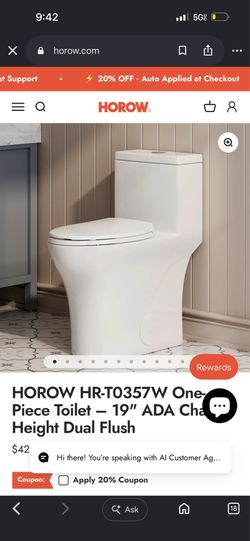 HOROW HR-T0357W One-Piece Toilet — 19" ADA Height Dual Flush