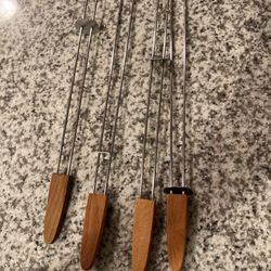 Kabob Skewers metal with wood handle- set of 4 never used
