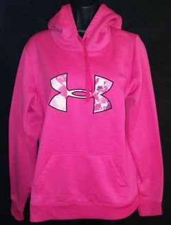 Under Armour Pink Semi Fitted Hoodie Sweat Shirt Women's Size Large