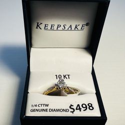 NEW 10k Gold Ring 1/4 CTTW Size 7