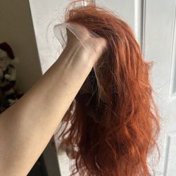 28in Red Copper Human Hair Wig Price Firm